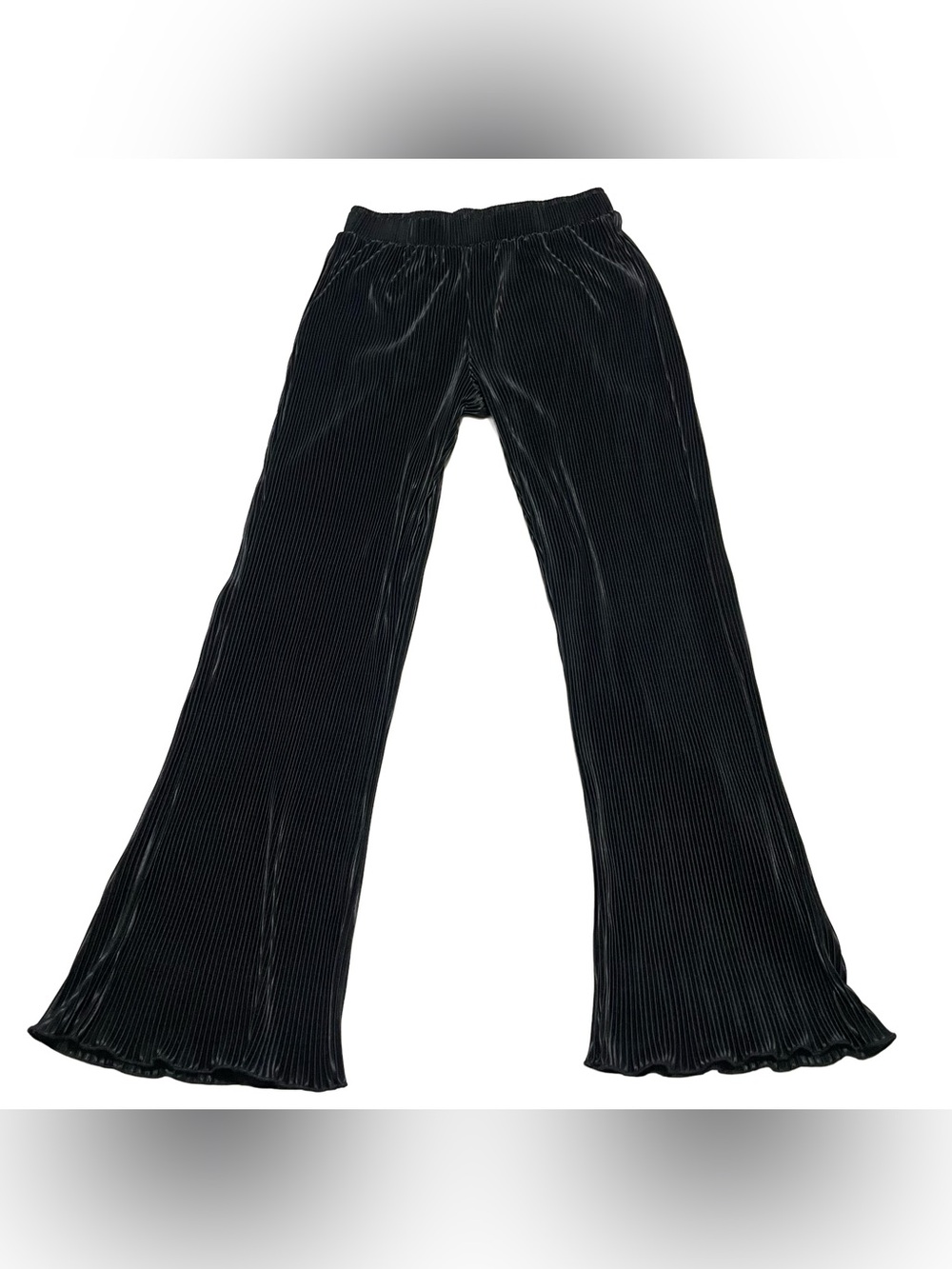 Waverles Black Pleated Velvet Flare Pants